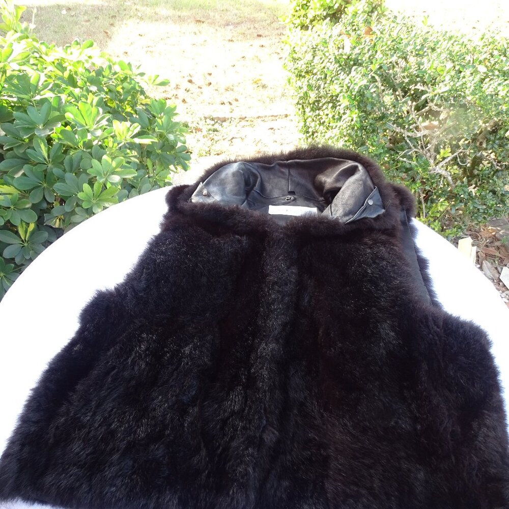 Andrew Marc Genuine New Zealand Opossum Fur Vest Black